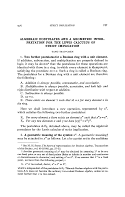 737 ALGEBRAIC POSTULATES AND A