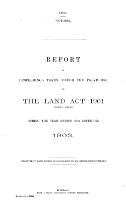 THE LAND ACT 1901 - Parliament of Victoria