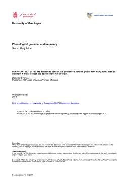 University of Groningen Phonological grammar and frequency