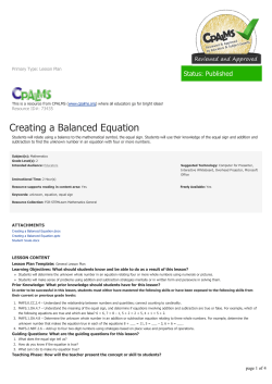 Creating a Balanced Equation