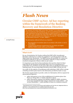 Flash News: Circular CSSF 15/610: Ad hoc