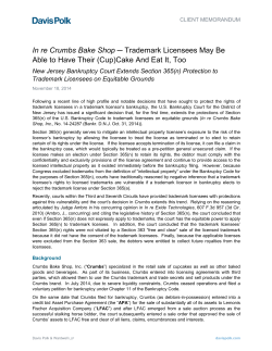 In re Crumbs Bake Shop Trademark Licensees May Be Able to Have