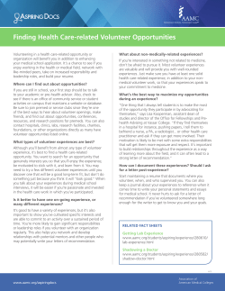 Finding Health Care-related Volunteer Opportunities
