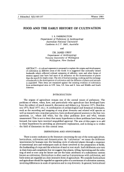 food and the early history of cultivation