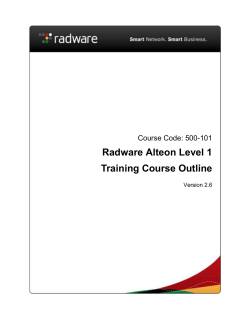 Radware Alteon Level 1 Training Course Outline