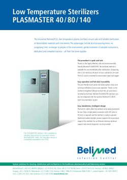 Low Temperature Sterilizers PLASMASTER 40 / 80 / 140