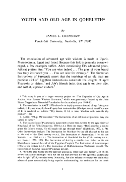 YOUTH AND OLD AGE IN QOHELETH*