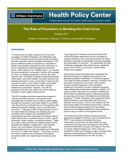 The Role of Prevention in Bending the Cost Curve