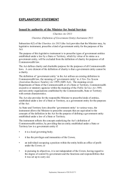 EXPLANATORY STATEMENT Issued by authority of the Minister for