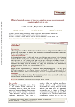 Effect of alcoholic extract of aloe vera plant on serum testosterone