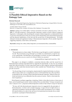 A Possible Ethical Imperative Based on the Entropy Law
