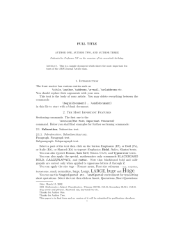 FULL TITLE 1. Introduction The front matter has various entries such