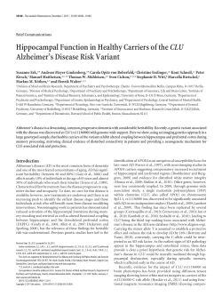 Hippocampal Function in Healthy Carriers of theCLU Alzheimer`s