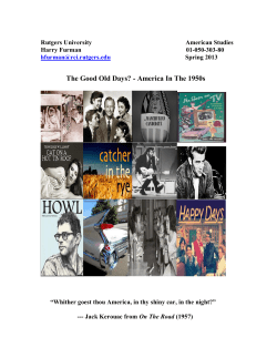 Harry Furman Rutgers University - Department of American Studies