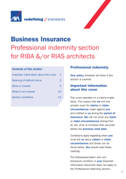 Business Insurance Professional indemnity Section For
