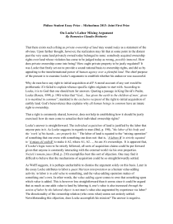 On Locke`s Labor Mixing Argument