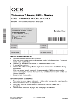 Question paper - Unit R072/01 - How scientific ideas have