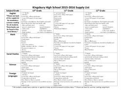 Kingsbury High School 2015