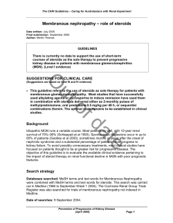 Membranous nephropathy role of steroids - KHA