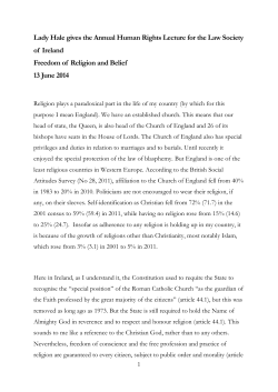 Lady Hale gives the Annual Human Rights Lecture for the Law