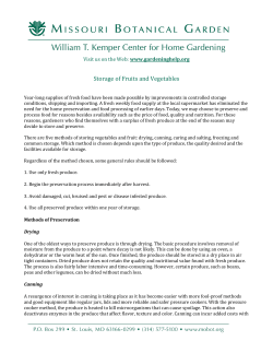 Storage of Fruits and Vegetables