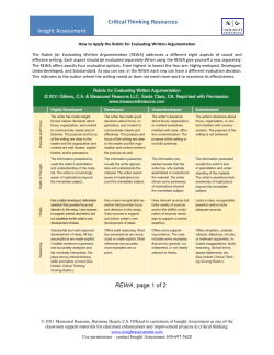 Rubric for Evaluation of Written Argumentation