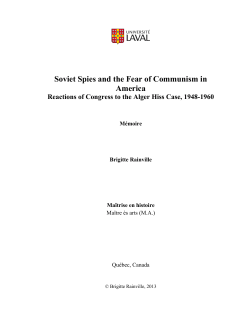 Soviet Spies and the Fear of Communism in America. Reactions of