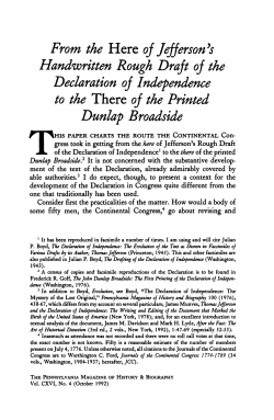 From the Here of Jefferson`s Handwritten Rough Draft of the
