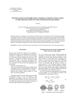 INVESTIGATION OF SENSIBLE HEAT STORAGE AND HEAT