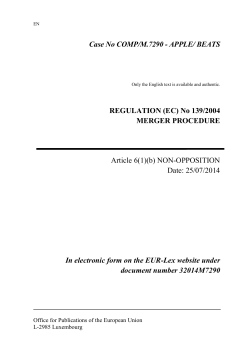 Case No COMP/M.7290 - APPLE/ BEATS REGULATION (EC) No