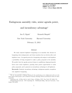 Endogenous assembly rules, senior agenda power, and