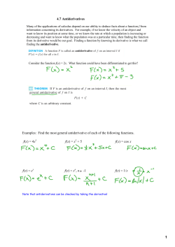 4.7 Antiderivatives