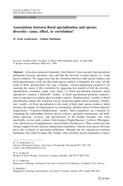 Associations between floral specialization and species diversity