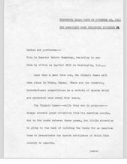 Olympic Games, November 20 - Minnesota Historical Society