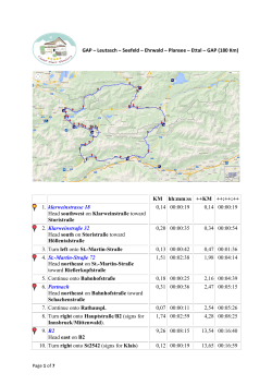 KM hh:mm:ss ++KM ++:++:++ 1. klarweinstrasse 18 Head southwest