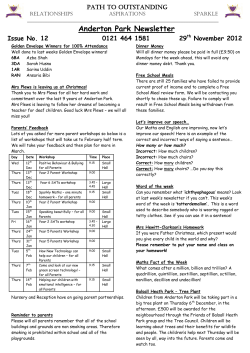 Anderton Park Newsletter