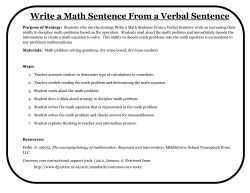 Write a Math Sentence From a Verbal Sentence