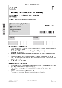 Question paper - Unit A181/01 - Modules P1, P2, P3