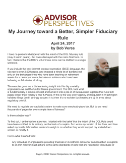 My Journey toward a Better, Simpler Fiduciary Rule
