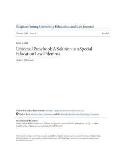 Universal Preschool: A Solution to a Special Education Law Dilemma