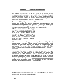 Osmosis &ndash; a special case of diffusion