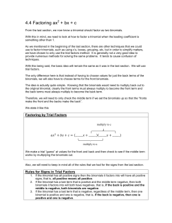 4.4 Factoring ax + bx + c