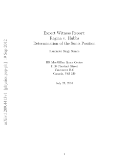 Expert Witness Report: Regina v. Hubbs Determination of the Sun`s