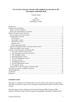 An overview of ocean currents with emphasis on