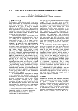 8.3 SUBLIMATION OF DRIFTING SNOW IN AN ALPINE CATCHMENT