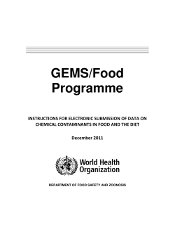 GEMS/Food Programme - World Health Organization