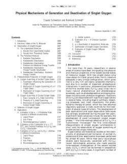 The Introduction of the Singlet Oxygen Review - Goethe