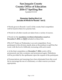 Elementary Spelling Word List - San Joaquin County Office of