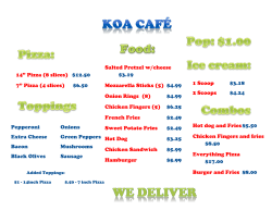 14&rdquo; Pizza (8 slices) $12.50 7&rdquo; Pizza (4 slices) $6.50