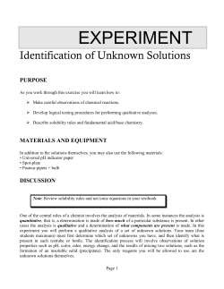 Analysis of Unknown Solutions
